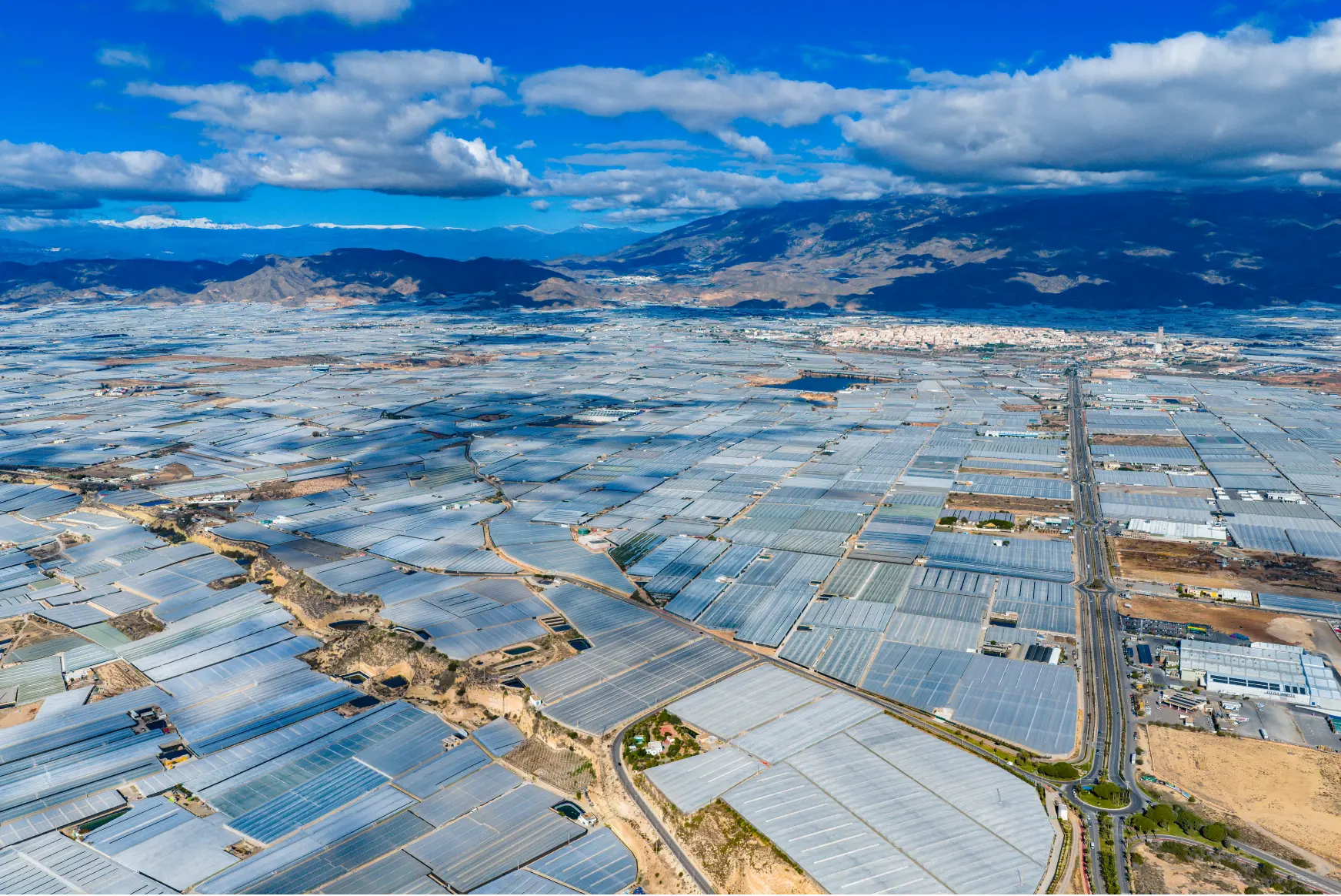 Vista aérea de la concentración de invernaderos de Almería