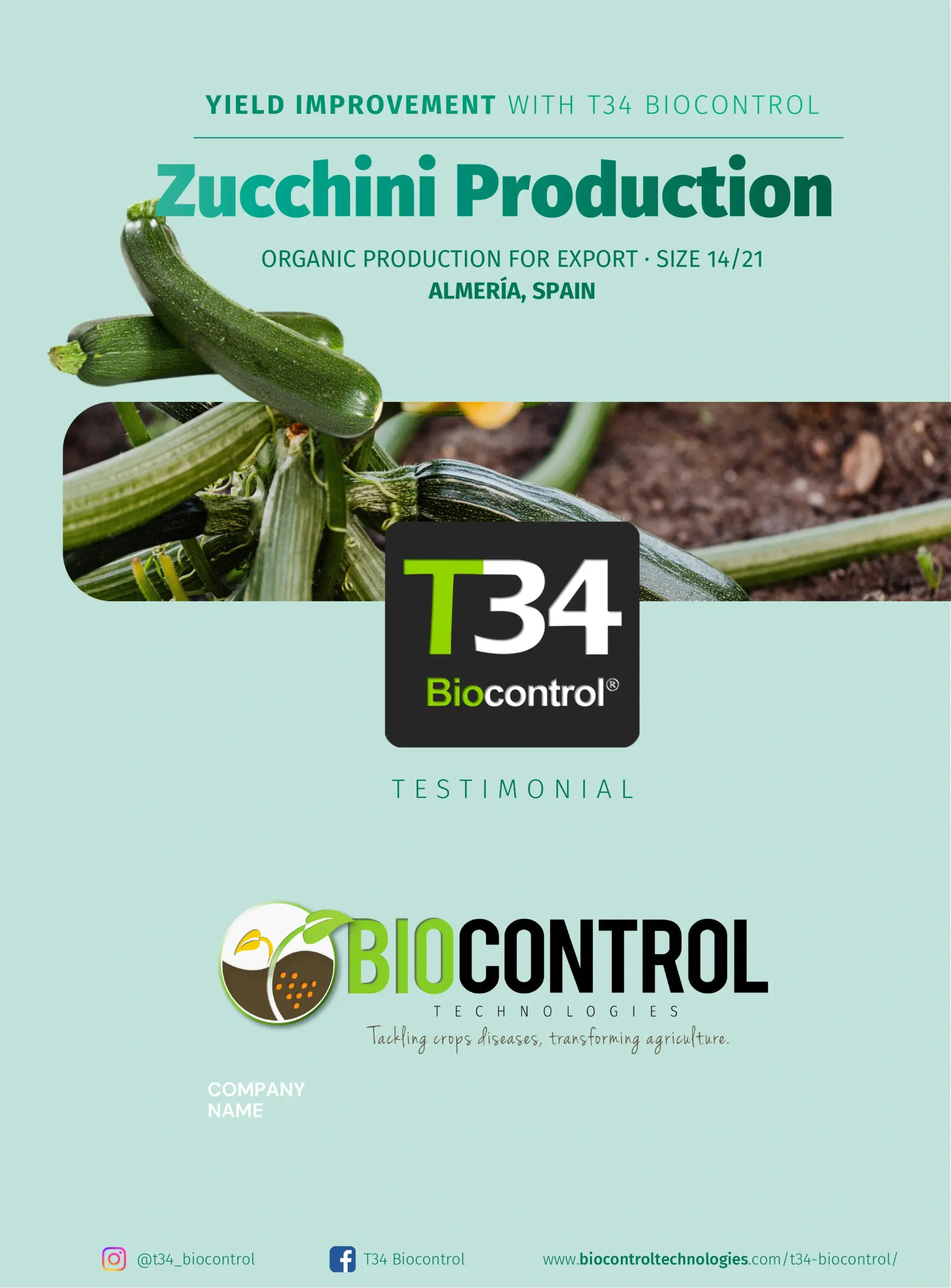 Cover of the dossier on the field trial with T34 Biocontrol® in organic courgettes